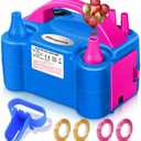 FLSEPAMB Balloon Pump, Electric Balloon Pump, Portable Dual Nozzle 110V 600W Electric Balloon Blower, Balloon Pump for Party Decorations with Tying Tool, Colored Ribbons