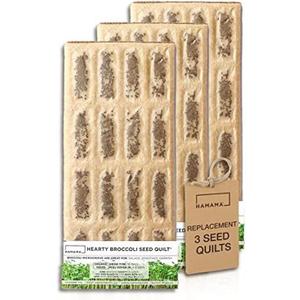 HAMAMA Microgreens Growing Kit Replacements - Kale, Broccoli & Salad Indoor Sprouts Mat - Seed Quilts Easy Setup Pack of 3 - No Tray Only Seeds Refills