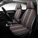 PONYJOYUP Baja Saddle Blanket Car Seat Covers 4PCS Front, Breathable and Washable Striped Woven Automotive Vehicle Seat Cover, Universal Seat Cover for Sedan, SUV, Truck, Airbag Compatible (Baja Inca)