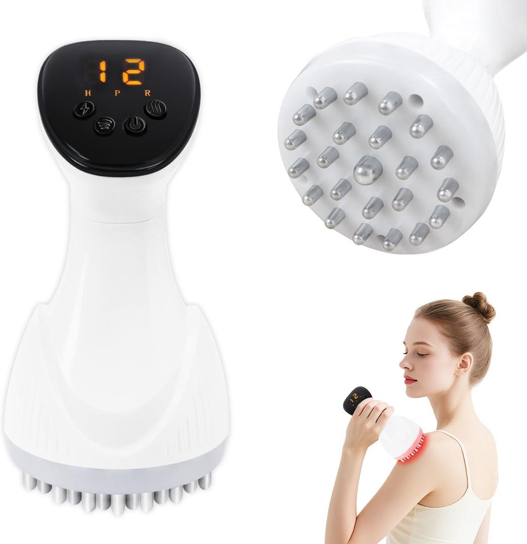 Lymphatic Drainage Massager Anti Cellulite Massage Tool Body Sculpting Machine with Soothingpulse, Light, Heat & Vibration, Help Care Stretch Marks & Smooth Cellulite for Legs, Arms and Belly