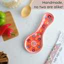 Handmade Spoon Rest, Ceramic Spoon Rest for Stove Top, 10" Spoon Rest for Kitchen Counter, Dishwasher Safe Spoon Holder for Stove, Housewarming Gifts Utensil Rest, Colorful Spoon Rests (Orange)
