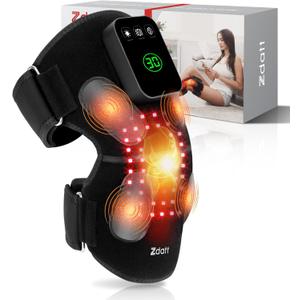 Red Light Therapy for Knee with 4 Vibration Massage Areas, 5000mah Rechargeable Knee Massager with Heat and Red Light Therapy, 660nm & 850nm Near-Infrared Knee Massager for Elbows & Shoulders