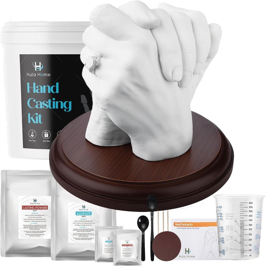 Hula Home Hand Casting Kit for Couples or Family with Mounting Plaque | Anniversary DIY Gifts Her & Him, Keepsake Sculpture Wedding Kids