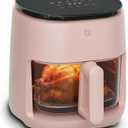 WILLOW Eco Series 6 in 1 Air Fryer with Glass Basket, 5 Quart Non Toxic Air Fryer w Digital Display, 430°F Max Temp, Preheat & Keep Warm Function, Compact + Dishwasher Safe Glass Pink Airfryer, 5QT