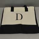 YOOLIFE Mothers Day Gifts - Initial Canvas Tote Bag & Makeup Bag, Birthday Gifts for Women Mom Sister Friends