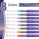 WRITECH Liquid Ink Rollerball Pens: 8ct Assorted Colors Extra Fine Point Tip 0.5mm Roller Ball Rolling Pen for Smooth Writing Coloring Drawing Journaling No Bleed & Smear &Smudge Multi Colored.