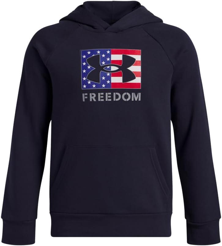 Under Armour Boys' Freedom Big Flag Logo Hoodie (X-Small, (410) Midnight Navy  / Steel)