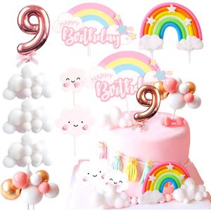 LaVenty Pink On Cloud 9 Cake Decoration On Cloud 9 Birthday Cake Topper 9th Birthday Cake Decoration 9th Bday Party Supplies Clouds Cake Toppers