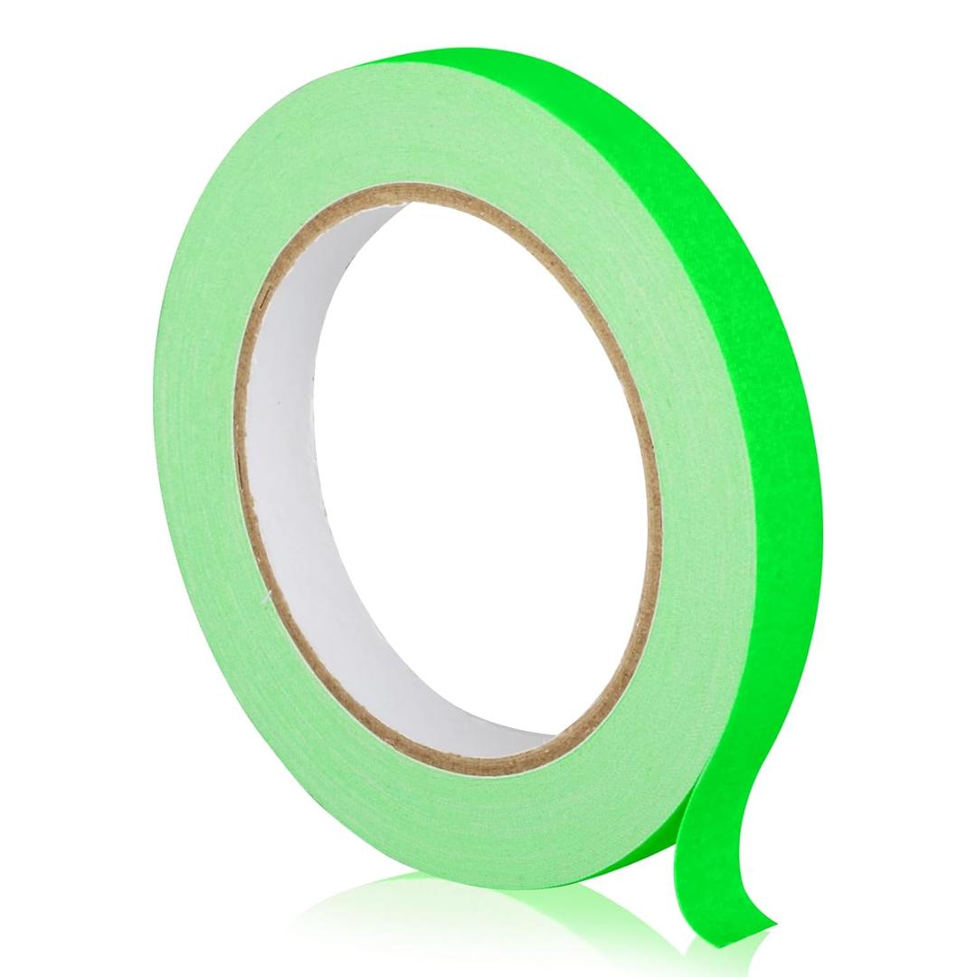 GEYYANG Spike Tape, Green Fluorescent Gaffers Tape 1/2 inch x 20 Yards, Black Light UV Reactive, Multipurpose Fluorescent for Stage Marking, Party and Art Crafts