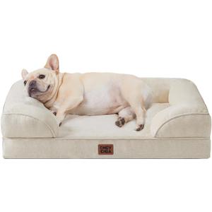 EHEYCIGA Orthopedic Dog Bed for Medium Dogs, Waterproof Memory Foam Medium Dog Beds with Sides, Non-Slip Bottom and Egg-Crate Foam Pet Couch Bed with Washable Removable Cover, Beige (30.0"l X 20.0"w X 6.5"th)