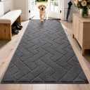PURRUGS Dirt Trapping Door Mat 32" x 70", Non-Slip Machine Washable Entry Rug, Dog Doormat, Indoor Front Door Mat, Super Absorbent Entryway Rug for Muddy Shoes & Paws, Charcoal