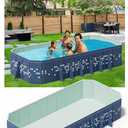 Extra Large Non-Inflatable Swimming Pool for Family,Foldable Pools with 14 Triangle Bracket,Hard Plastic Shell Adult Collapsible Pool,Portable Folding Kids Pools for Backyard. (122IN)