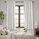 Blackout Curtains for Bedroom 63 Inch Length,Linen Back Tab Pleated Insulated Thermal Room Darkening Black Out Curtains Drapes 63 Inches Long 2 Panels Set for Living Room,Cream Ivory Off White