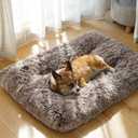 ULIGOTA Dog Bed Crate Pad Plush Soft Dog Crate Bed for Small Medium Large Dogs and Cats Washable Anti-Slip Kennel Crate Mats for Sleeping and Anti Anxiety S