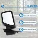 Left Driver Side Mirror Compatible With 2021-2026 Ford F150 With Manual Folding Power Glass Heated Blind Spot Turn Signal Light Matte Black Replace#ML3Z17683TA (9Pins)