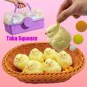 6 x Squishy Toys Set Storage Box - Kawaii Cute Mochi Taba Squishies Slow Rising, Stress Relief Fidget Pack Kids Adults, Includes Orange Cat, Chicken, Paw, Milk Bear Squeeze Toys Set