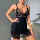 dream love Women Lace Modal Sleepwear Chemises V-Neck Babydoll Nightgown