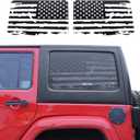 JeCar Hardtop Window USA Distressed Flag Decals Vinyl American Flag Stickers for Jeep Wrangler 2011-2018 JKU 4 Door, 1 Pair