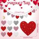 8.2 ft Glitter Heart Garland Pink Red Valentines Day Garland Rustic Farmhouse Heart Banner Romantic Love Banner Cute Valentine Hanging Decor for Fireplace Mantel Wall Home Window