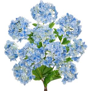 Real Touch Hydrangea Artificial Flowers 19 Tall Artificial Hydrangea Flowers Double-Headed Faux Hydrangeas, Blue Hydrangeas, Realistic Silk Hydrangea for Home Decor Weddings Arrangements-5 Branches