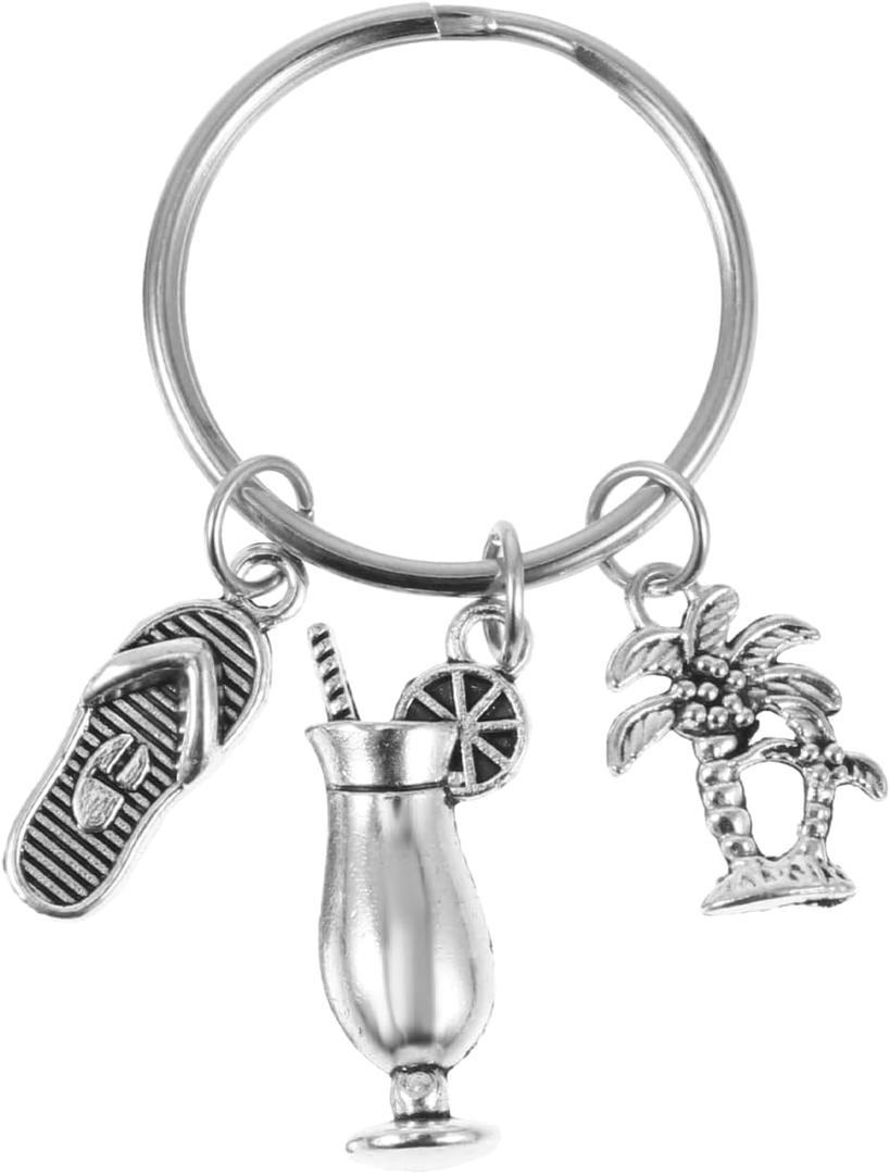 5 x KESYOO Car Key Chain Car Key Chain Hawaii Theme Keychain Alloy Tropical Tree Flip- Flops Cocktail Pendant For Summer Beach Pool Party Backpack
