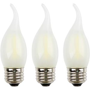 C35 4W LED Filament Bulb, Dimmable, Bright Cool White Light Color 6000K, E26 Medium Base, Frosted Glass Cover, 40W Incandescent Bulb Equivalent, Flame Tip, 3 Count