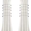 Lush Decor Farmhouse Boho Stripe Woven Tassel Yarn Dyed Cotton Window Curtain Panel Pair, 42" x 84", Ivory & Black