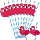 5 x HANSGO 50PCS Flamingo Straws, Flamingo Paper Drinking Straws for Tropical Luau Pool Party Supplies Table Decor Birthday Wedding Tableware Decoration