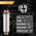 5 Inch Exhaust Muffler with Clamp, 5" Inlet/Outlet 30" Overall Length Resonator, Stainless Steel Straight Through Design Performance Muffler with Clamp, 1 PC