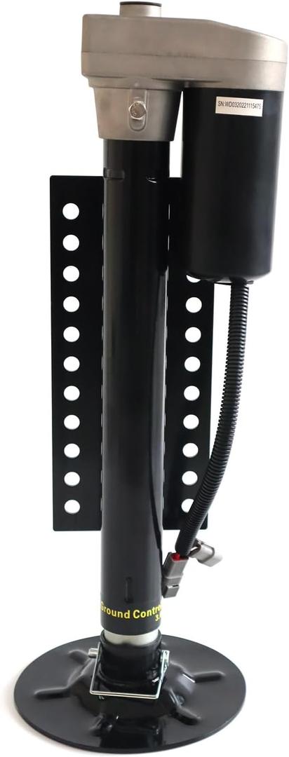 5th Wheel RV Jack Left Leg, Ground Control 3.0 Automatic 5th Wheel RV Leveling System Rear Hall Effect Jack with Motor, 5000 lbs, Black 305339