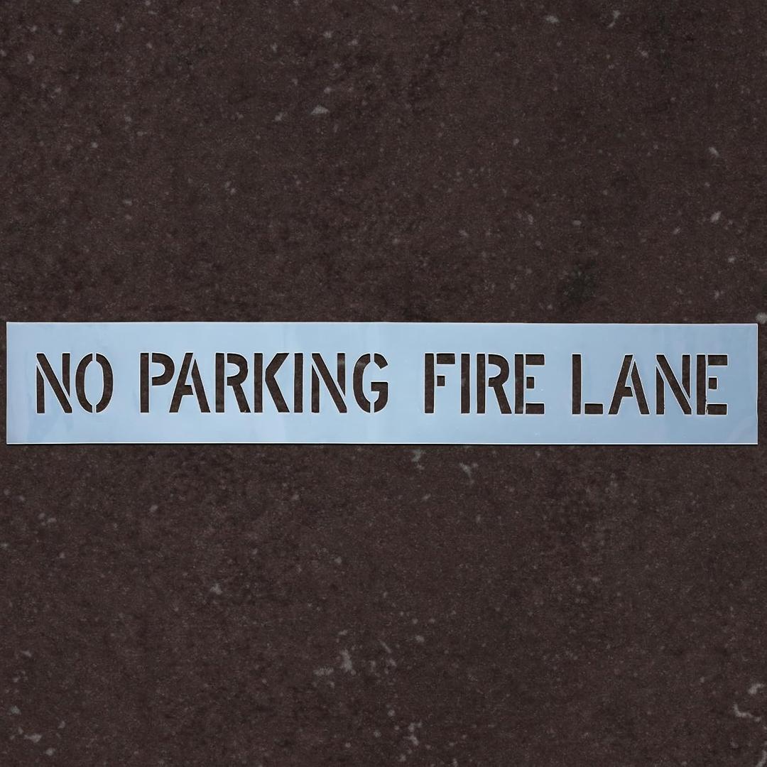 8 x 52 Inch No Parking Fire Lane Stencil, Reusable Silicone Letter Parking Spray Paint Stencil, Pavement Marking Templates for Traffic Curb Marking Pavement Sign