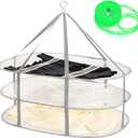 AUTODECO 3-Tier Folding Mesh Clothes Hanging Dryer, Sweater Drying Rack, Large Laundry Drying Rack, Lay fold Flat Dry Hanger, Mesh Clothes Hanging Dryer - XL(3Tier)