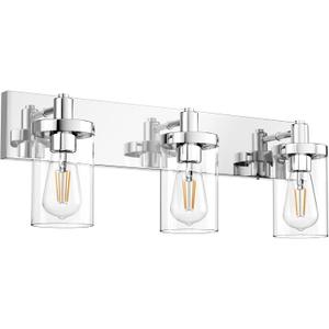 Aipsun Chrome Vanity Light for Bathroom 3 Light Farmhouse Bathroom Lights Fixtures Over Mirror with Clear Glass Shade(Exclude Bulb)