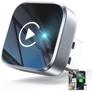 2-in-1 Wireless CarPlay Adapter Support Apple CarPlay & Android Auto, Mini Bluetooth USB A & USB C Dongle Convert Wired to Wireless Compatible with iPhone & Android