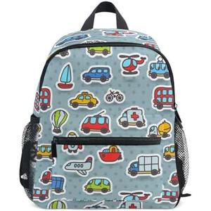 OREZI Cute Kids Back Pack Cartoon Cars Transport Pattern Todder Backpack Lightweight Preschool Kindergarten Book Bag Practical and Durable Daycare Bag for Travel,Toys