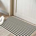 LEEVAN Black and White Striped Outdoor Rug, 2 x 3 Small Cotton Front Porch Rug Washable Front Door Mat Outside Entrance, Woven Reversible Welcome Mat Modern Outdoor Entry Layering Rug for Bathroom
