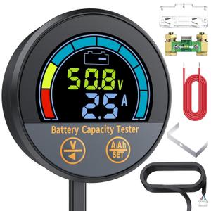 CAMWAY Battery Monitor with Shunt - 600A 10-100V Battery Voltmeter Ammeter with 8.2FT Cable, Data Storage Low Voltage Alarm Waterproof Battery Capacity Monitor for RV Boat Golf Cart