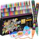 NICETY 72 Colors Acrylic Paint Pens Paint Markers, Extra Fine Tip Point Acrylic Paint Pens for Rock Painting, Canvas, Wood, Ceramic, Glass, Stone, Fabric, Crafts & Art Supplies