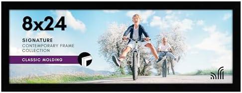 Americanflat 8x24 Picture Frame with Shatter-Resistant Glass - Signature Collection - Gallery-Style Frames Made of Engineered Wood - Photo Frame for Wall Display - Black