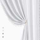Treatmentex White Blackout Curtains for Living Room Bedroom 84inch Long Pom Pom Curtain Panels for Windows Thermal Insulated Curtains for Kids Nursery Room Rod Pocket 52" W x 2pcs