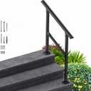 3 Steps Handrail for Outdoor Steps, Premium Aluminum Alloy Railing Set, Porch Railing Kit,Free Installation Kits Included, Used Under Harsh Weather Conditions,Rust Free, for 2-3 Steps