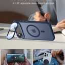 [Upgraded Full Camera Protection] for iPhone Air Case with Camera Cover Stand [Fit for MagSafe][10FT Mil-Grade Protection] Translucent Magnetic Phone Cover for iPhone 17 Air Case, Blue