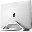HumanCentric Vertical Laptop Stand for Desks in Silver Color, Upright Adjustable Holder to Dock Apple MacBook Stand, and Other Laptops to Organize Work & Home Office, Automatic Grip