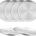 6-Piece Stainless Steel Plates, 8 Inch Metal Dinner Dishe Serving Camping Plates, Reusable and Dishwasher Safe