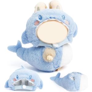 17cm Doll Clothes(No Doll) Furry 2-Piece Clothes Set Stylish Dolls Shark Clothes Blue Accessories Cute Outfits (Blue Shark Suit, 17cm)