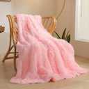 XeGe Plush Faux Fur Throw, Pink Luxurious 50x60 Shaggy Furry Blanket, Warm Soft Fuzzy Fluffy Lap Blanket for Sofa Bed Office Lightweight (50"x60")