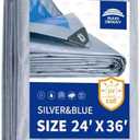RAINDEWAY Large Tarps 24x36 Feet, 5.5 Mil - Multipurpose Waterproof Poly Tarp Cover with Metal Grommets and Reinforced Edges, Silver/Blue Tarp