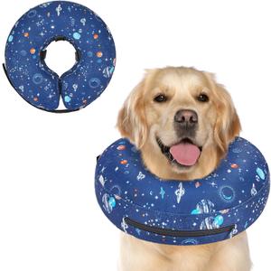 Supet Inflatable Dog Cone Collar Alternative After Surgery, Dog Neck Donut Collar Recovery E Collar for Neuter, Soft Dog Cone for Small Medium Large Dogs (XL(Neck 14"-18"), Star)