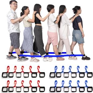 Team Building Games 6 Legged Race Bands for Adults Perfect for Carnival, Field Day, Relay Race, Family Backyard Party Supplies (2pk, Blue & Red)