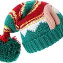 LMLALML Christmas Hats for Women, Kids and Men Elegant Knitted Warm Funny Beanie for New Year Festive Holiday Party (One Size, Christmas Stripe-adult)